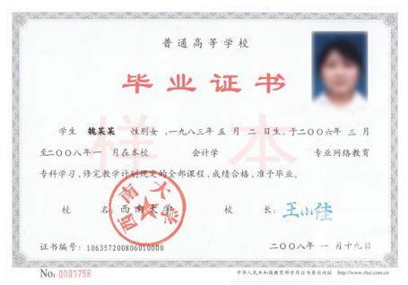 四川农业大学远程教育毕业证样本